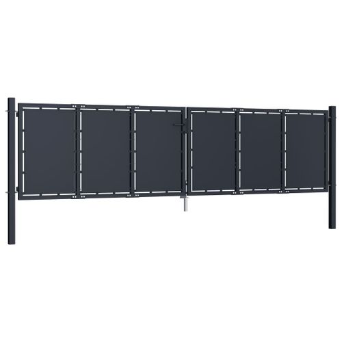Portail de jardin Acier 400 x 100 cm Anthracite - Photo n°2; ?>