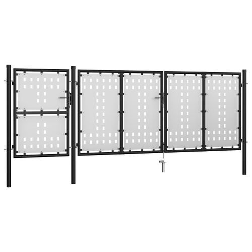 Portail de jardin Acier 400 x 125 cm Noir - Photo n°2; ?>