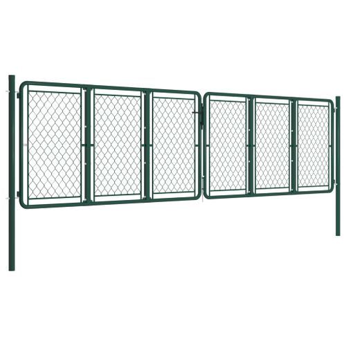 Portail de jardin Acier 400 x 125 cm Vert - Photo n°2; ?>
