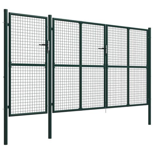 Portail de jardin Acier 400 x 150 cm Vert 2 - Photo n°2; ?>