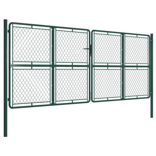 Portail de jardin Acier 400 x 150 cm Vert - Photo n°2; ?>