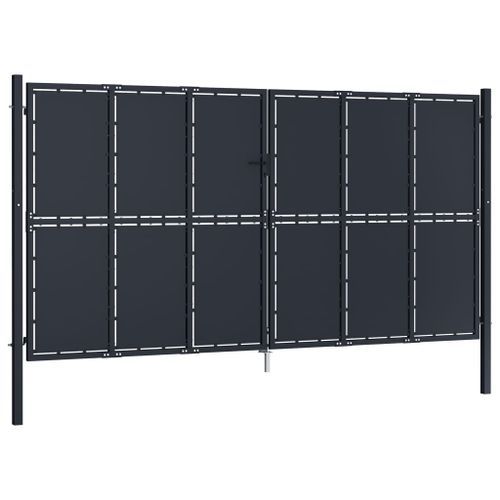 Portail de jardin Acier 400 x 175 cm Anthracite 2 - Photo n°2; ?>