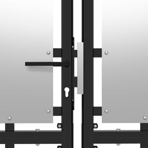 Portail de jardin Acier 400 x 175 cm Argenté - Photo n°3; ?>