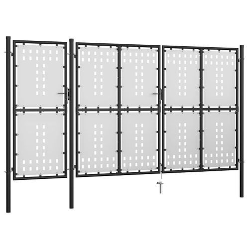 Portail de jardin Acier 400 x 175 cm Noir - Photo n°2; ?>