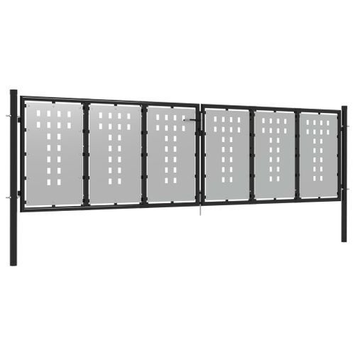 Portail de jardin Acier 400 x 75 cm Argenté 2 - Photo n°3; ?>