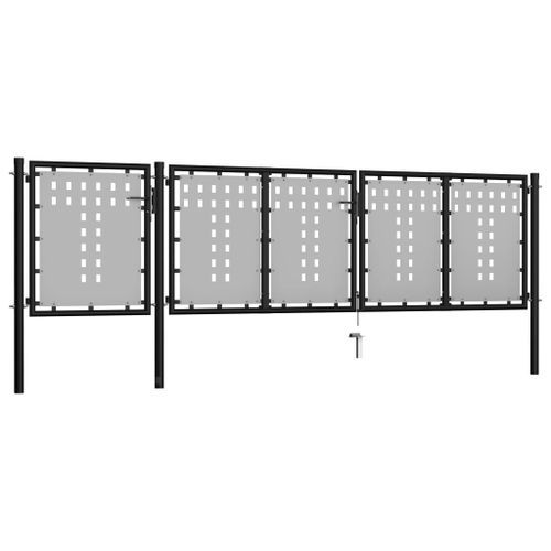 Portail de jardin Acier 400 x 75 cm Noir - Photo n°2; ?>