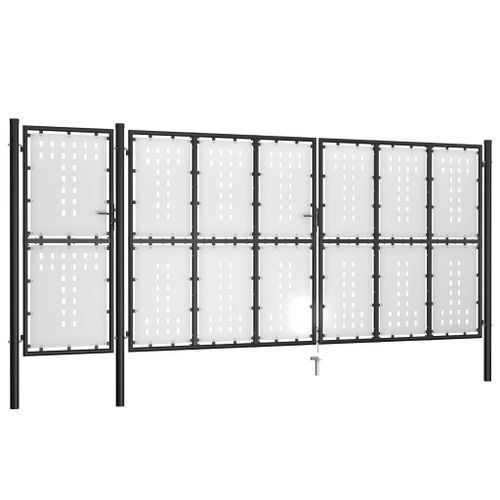 Portail de jardin Acier 500 x 175 cm Noir - Photo n°2; ?>