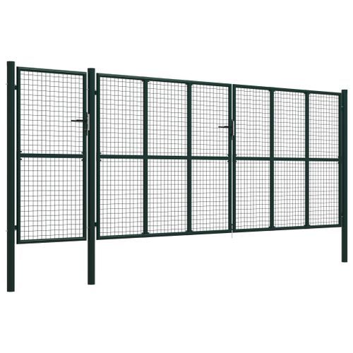 Portail de jardin Acier 500 x 175 cm Vert - Photo n°2; ?>