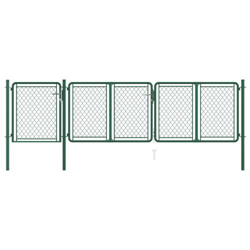 Portail de jardin Acier 75x395 cm Vert - Photo n°2; ?>
