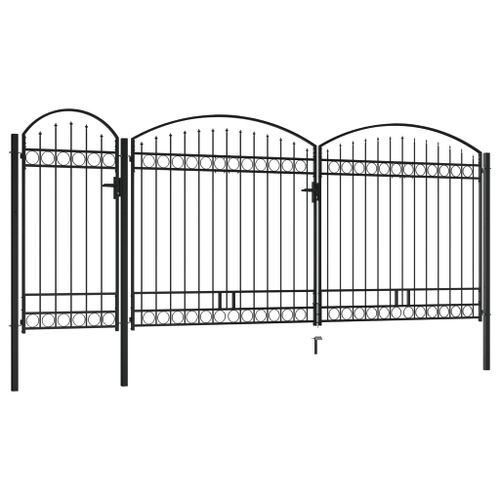 Portail de jardin avec dessus arqué Acier 2,25 x 5 m Noir - Photo n°2; ?>