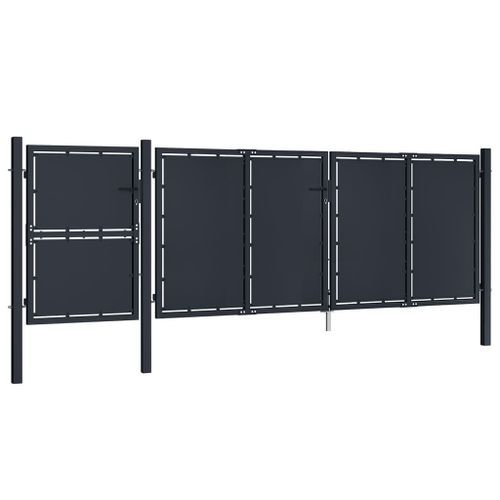 Portail de jardin Métal 4x1,75 m Anthracite - Photo n°2; ?>