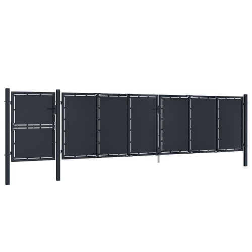 Portail de jardin Métal 5x1,75 m Anthracite - Photo n°2; ?>