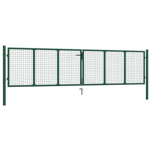 Portail en treillis de jardin Acier 400 x 100 cm Vert - Photo n°2; ?>