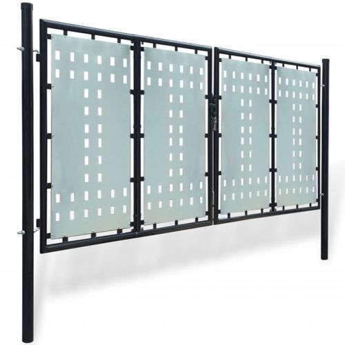 Portail simple de clôture Noir 300x175 cm - Photo n°2; ?>