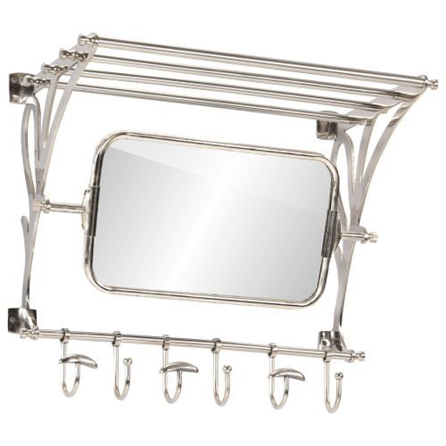 Porte-bagages avec cintres et miroir mural aluminium - Photo n°3; ?>