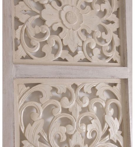 Porte décoration orientale bois blanc décapé Prisca - Photo n°2; ?>
