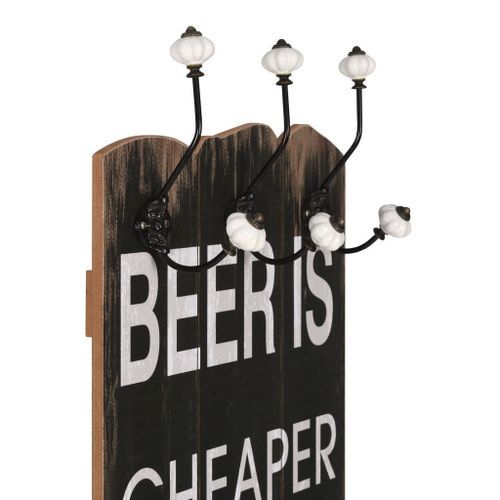 Porte-manteau mural avec 6 crochets 120 x 40 cm BEER CHEAPER - Photo n°3; ?>