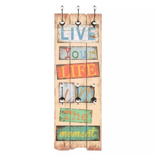 Porte-manteau mural avec 6 crochets 120 x 40 cm LIVE LIFE - Photo n°2; ?>