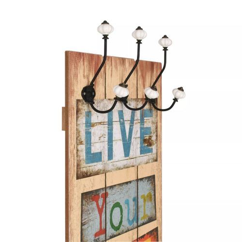 Porte-manteau mural avec 6 crochets 120 x 40 cm LIVE LIFE - Photo n°3; ?>