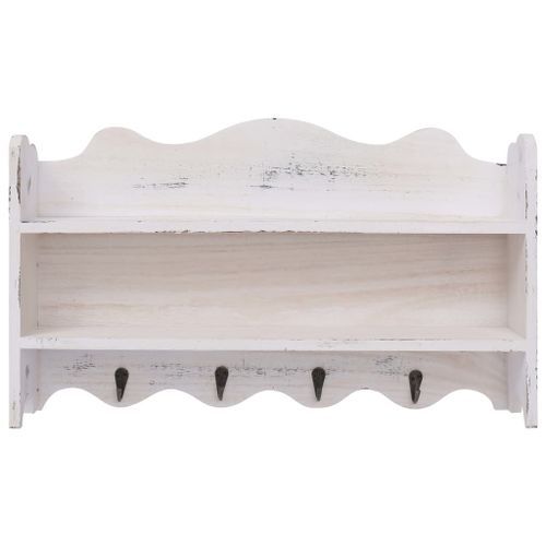 Porte-manteau mural Blanc 50x10x30 cm Bois - Photo n°3; ?>