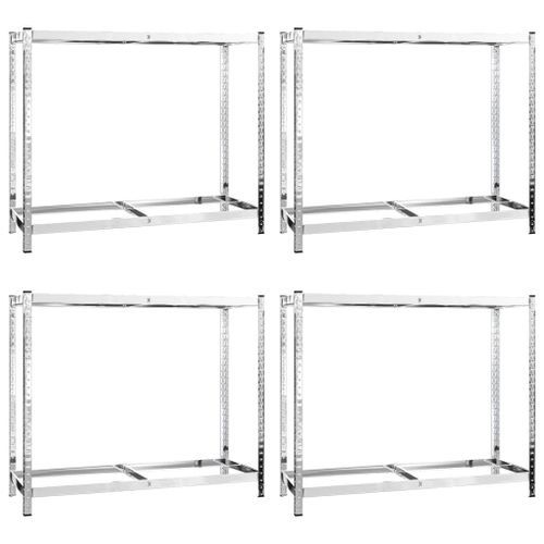 Porte-pneus à 2 niveaux 4 pcs Argenté 110x40x110 cm Acier - Photo n°2; ?>