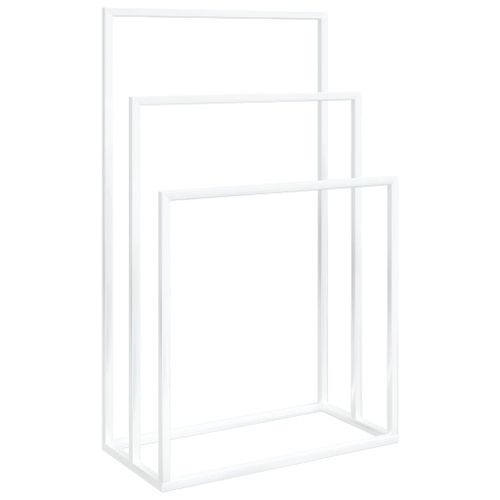 Porte-serviettes sur pied Blanc 48x24x79 cm Fer - Photo n°2; ?>