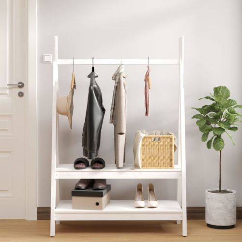 Porte-vêtements Blanc 100x45,5x150 cm Bois de pin massif - Photo n°3; ?>