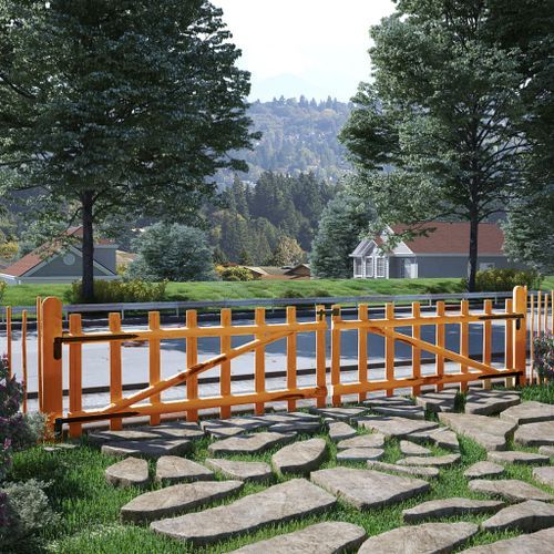 Portillon double de clôture Bois noisetier imprégné 300x60 cm - Photo n°2; ?>