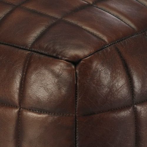 Pouf 40 x 40 x 40 cm Marron foncé Cuir véritable de chèvre - Photo n°2; ?>