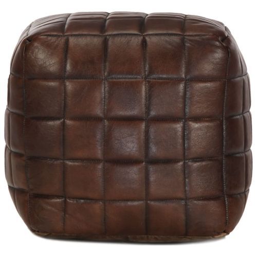 Pouf 40 x 40 x 40 cm Marron foncé Cuir véritable de chèvre - Photo n°3; ?>