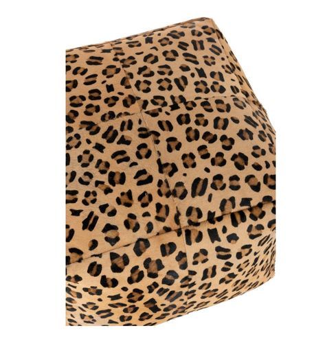 Pouf carré cuir marron motif léopard Diere L45 cm - Photo n°2; ?>