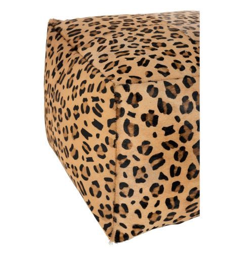 Pouf carré cuir marron motif léopard Diere L45 cm - Photo n°3; ?>