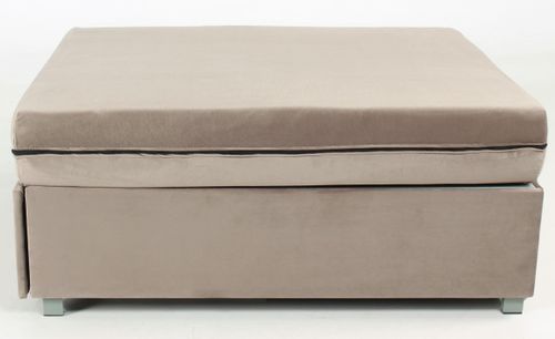 Pouf convertible en lit 1 place velours taupe Politan - Photo n°2; ?>