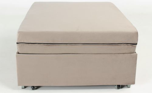 Pouf convertible en lit 1 place velours taupe Politan - Photo n°3; ?>