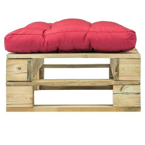 Pouf de jardin polyester rouge et pin massif clair Vralee - Photo n°2; ?>