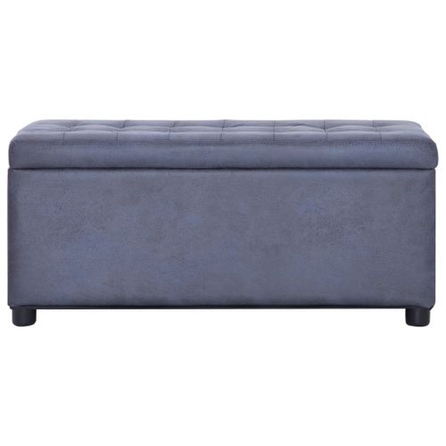 Pouf de rangement 87,5 cm Gris Similicuir daim - Photo n°3; ?>