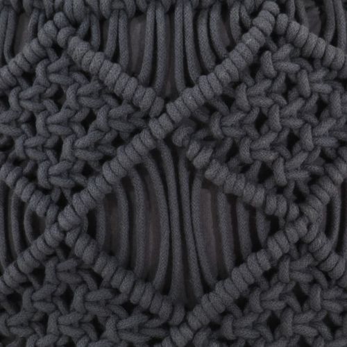 Pouf fait à la main en macramé Anthracite 45x30 cm Coton - Photo n°2; ?>