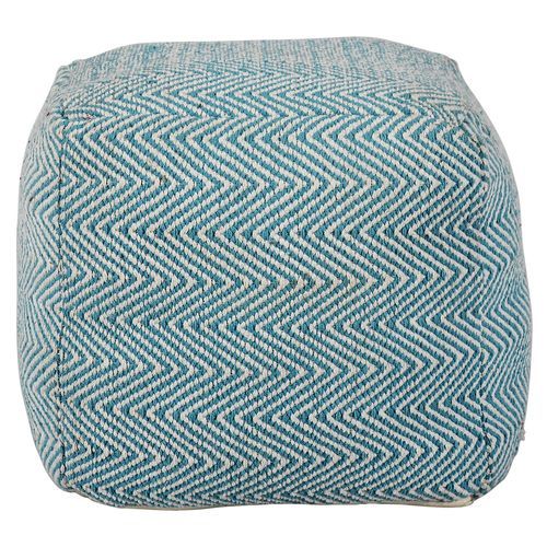 Pouf carré tissu bleu Satrap - Photo n°2; ?>