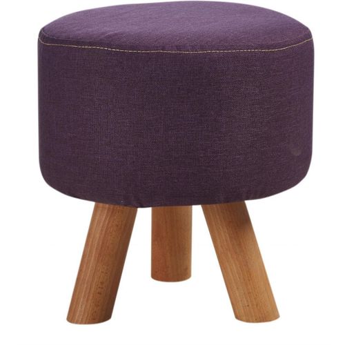 Pouf rond enfant tissu violet et pieds hêtre Kaidi - Lot de 2 - Photo n°2; ?>