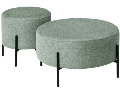 Pouf rond moderne en tissu avec pieds en métal noir Kamila - Photo n°2; ?>