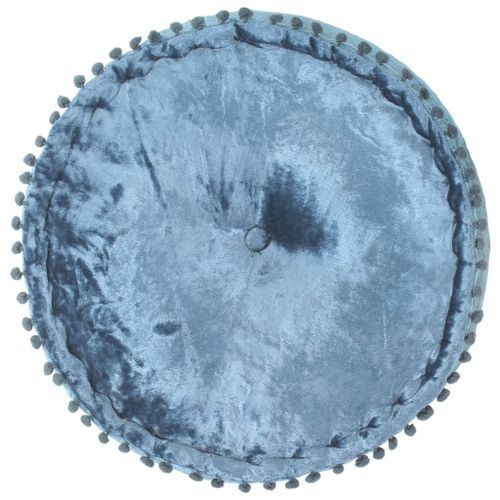 Pouf Rond Velours 40 x 20 cm Bleu - Photo n°3; ?>