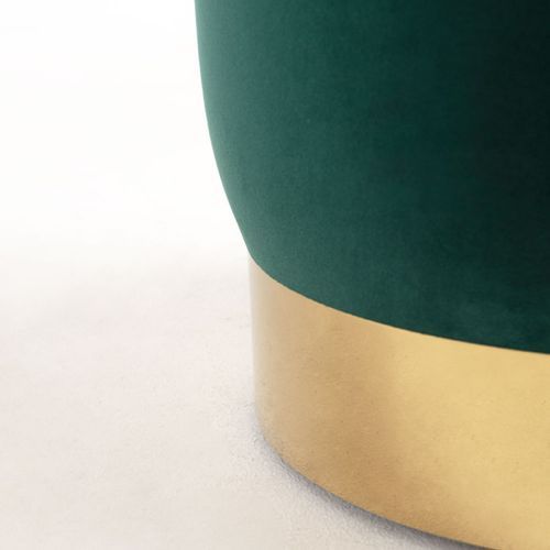 Pouf rond velours vert et pied métal doré mat Kila 39cm - Photo n°2; ?>