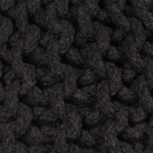 Pouf tricoté à la main Coton 50 x 35 cm Noir - Photo n°2; ?>