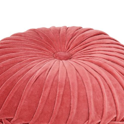 Pouf Velours de coton Design de sarrau 40 x 30 cm Rose - Photo n°3; ?>
