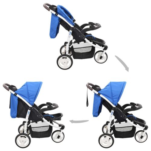 Poussette bébé à 3 roues Bleu et noir - Photo n°2; ?>