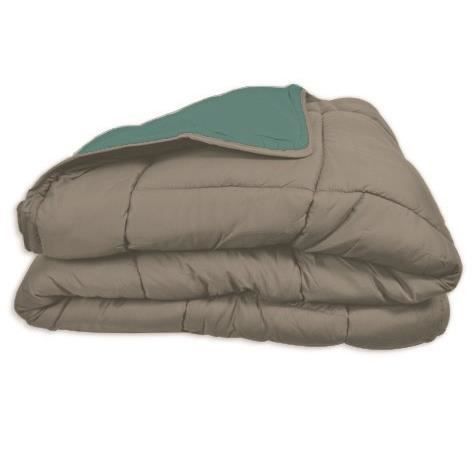 POYET MOTTE Couette Microfibre 400g/m² CALGARY - 140 x 200 cm - Gris galet et Vert lac - Photo n°3; ?>