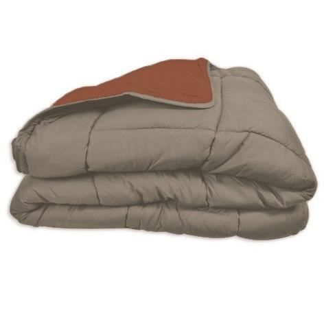 POYET MOTTE Couette Microfibre 400g/m² CALGARY - 220 x 240 cm - Gris galet et Marron gimgembre - Photo n°3; ?>