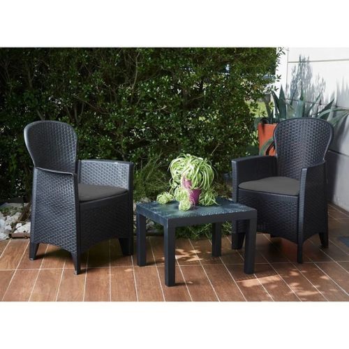 ProGarden Ensemble de jardin avec coussins 3 pcs Akita Anthracite - Photo n°2; ?>