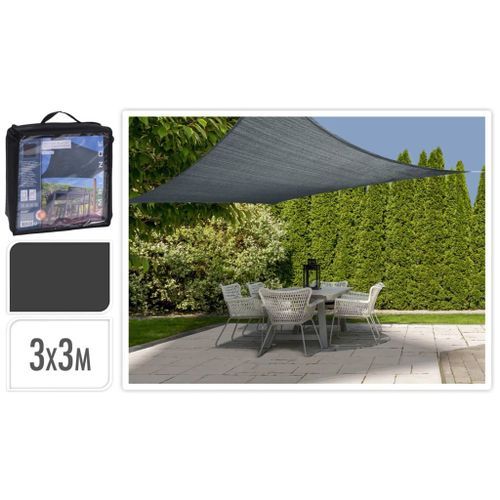 ProGarden Toile d'ombrage 3x3 m Gris foncé Carré - Photo n°2; ?>