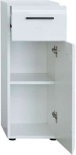 Rangement salle de bain 1 porte 1 tiroir en mélamié blanc brillant Kinzo - Photo n°2; ?>
